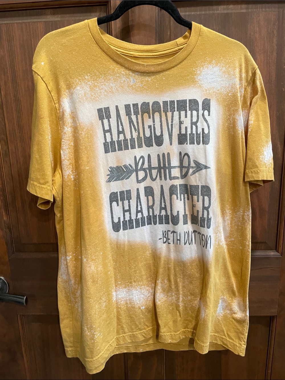 Mustard Graphic Tee "Hangovers Build Character"